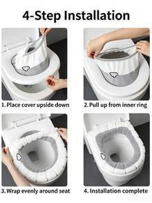 1/2 Pcs Winter Toilet Seat Cover, Washable Elastic Edge Insulated Toilet Pad, Halloween, Christmas Home Gift For Elderly Women, Bathroom Comfort Accessory, Random Color - Multicolor - View 7