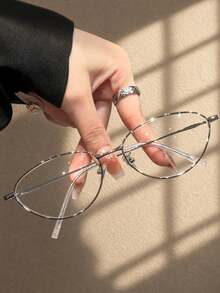 1 Pair Women's Cat Eye Glasses, Solid Color Thin Frame, Clear Lenses For Daily Wear, Fashion Accessory - Multicolor - View 5