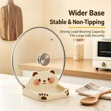 Cartoon Bear Plastic Pot Lid Holder, Desktop Pot Lid & Utensil Rack, Kitchen Countertop Pot Lid & Cutting Board Storage Organizer, Suitable For Kitchen, Restaurant, Christmas, Halloween Gift - Multicolor - View 3