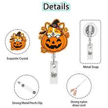 1 cái dây đeo thẻ ID co rút acrylic hình mèo, ngỗng trắng, ma trong bộ sưu tập bí ngô, quà tặng Halloween (kiểu dáng và màu sắc ngẫu nhiên) - Nhiều màu - Xem 3