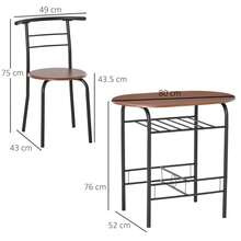 3-Piece Dining Table Set , Metal Frame Wood Top Breakfast Bar Table Set 2, Dining Table/Storage Shelf & 2 Chairs On-Site - White + Engineered Wood - View 11