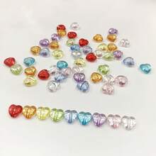 "100 Heart-Shaped Beads" Randomly Mixed Color 11mm Transparent Plated Love Beads, Loose Beads, Used For Jewelry Making DIY Handmade Necklace Earrings Keychain Mobile Phone Chain Accessories. - Multicolor - View 2
