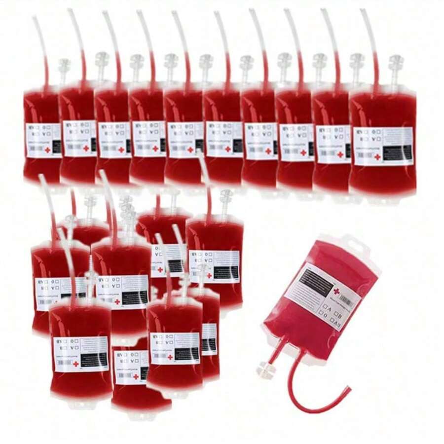 Blood Bag Drink Pouches, Halloween Party Decor, Reusable Drink Bags, Suitable For Blood Theme Party, Costume Party, Vampire, Zombie, Nurse Graduation Party Props - Multicolor - View 1