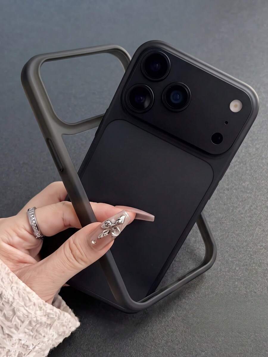 1PC Heat-Dissipating Backless Frameless Matte Clear Phone Case Compatible With IPhone 18 Pro Max 17 16 15 14 13 Pro Max Full Camera Lens Protection Shockproof Ultra-Slim Frosted Clear Hard Case Premium Unisex Desig - Black - View 1
