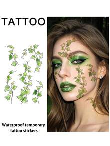 1pc Poison Ivy Temporary Tattoo Sticker For Halloween Face, Waterproof Sweat-Resistant Disposable, Suitable For Women And Men, Face, Arm, Waist, Chest, Leg, Abdomen, Neck, Hand, Finger, Back, Party, Stage Performance, Modern Body Art - Multicolor - View 7