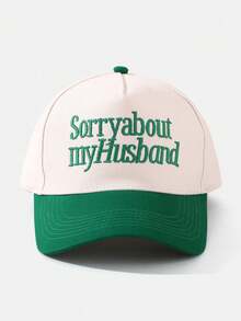 1pc Colorblock Letter Embroidered Baseball Cap Sorry About My Husband Contrast Brim Adjustable Trucker Hat Unisex Casual Baseball Cap - Sorry About My Husband - View 9
