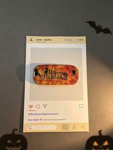 1pc Transparent Halloween Element Painted Mirror Phone Stand Makeup Mirror Adhesive Foldable Mirror Back Sticker Horizontal & Vertical Dual-Use Portable Desktop Stand - Multicolor - View 13