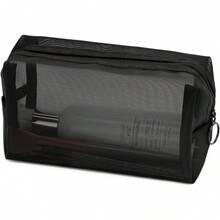 1/2pcs Minimalist Makeup Bag - Lightweight, Durable, Zippered Travel Storage Bag With Fixed Shoulder Strap, Multifunctional Portable Mesh Transparent Toiletry Bag, Simple Storage Bag With Zipper - Standard Model - View 2