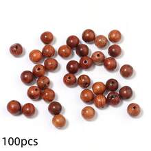 50/100顆復古紅木圓形散珠隔珠吊墜 6-12mm 天然紅色木珠 DIY手工飾品蕾絲手鍊項鍊裝飾 隨機款式 - 花梨木圓形 - 查看 9