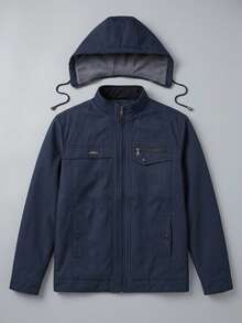 Men Jackets And Coats - Navy Blue - View 2