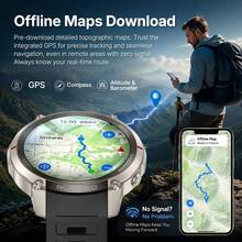 KENPANG First Offline Map Smartwatch For Men & Women, Built-In GPS, Downloadable Offline Maps, GPS Positioning And Navigation Without Phone, 5ATM (50m) Waterproof, Swimming Support, 1.43-Inch 466*466 Ultra-Clear AMOLED Screen, 170+ Sports Modes, Bluetooth Voice Calls, Compass, Altimeter, Barometer, Zinc Alloy Case, Health Monitoring, Sleep Tracking, Weather Forecast, Fitness Tracker For Men & Women, Compatible With IOS & Android, Essential For Outdoor Adventure - View 4