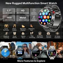 KENPANG 1100mAh Battery Men's Outdoor Sports Smart Watch, Built-In LED Flashlight, 100+ Sports Modes, Call & Text, 24/7 Health Monitoring, Sleep Tracking, 1.7-Inch HD Large Screen, IP68 Waterproof, Men's Fitness Tracker, Compatible With IOS & Android - View 10
