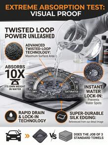 YITUMU 1 buah Handuk Cuci Mobil Mikrofiber - Handuk Pengering Mobil Ekstra Besar, Lembut, Sangat Menyerap, Cepat Kering, Tidak Rontok, Tidak Menggores - Hitam - View 6