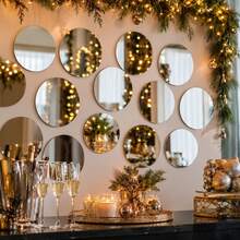 OUTANA 6pcs Round Acrylic Decorative Trays, Mirrored Style, Clear And Glossy, Suitable For Tabletop Candles, Acrylic Mirror Decor, Dining Table Centerpiece, Fits Wedding, Birthday, Christmas Party Scenes, Home Art Display, Decorates Various Banquet And Home Tabletop Spaces - Acrylic Round Mirror Disk - View 6