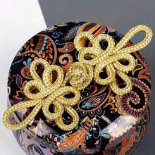 2/5/8pcs Silk Thread Dragonfly Pattern Chinese Cheongsam Frog Buttons, Vintage Handmade Knots, Traditional Chinese Craft, Handmade Curtain Buttons, Clothing & Accessories Decoration - Multicolor - View 3