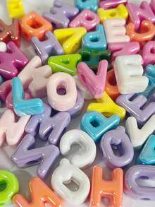 5pcs Random Acrylic Colorful Letter Beads, Includes 26 Creative English Letters (Upgraded Version), DIY Beading Accessories, Suitable For Making Bracelets, Necklaces, Keychains, Pet Collars And Other Jewelry - Multicolor - View 1