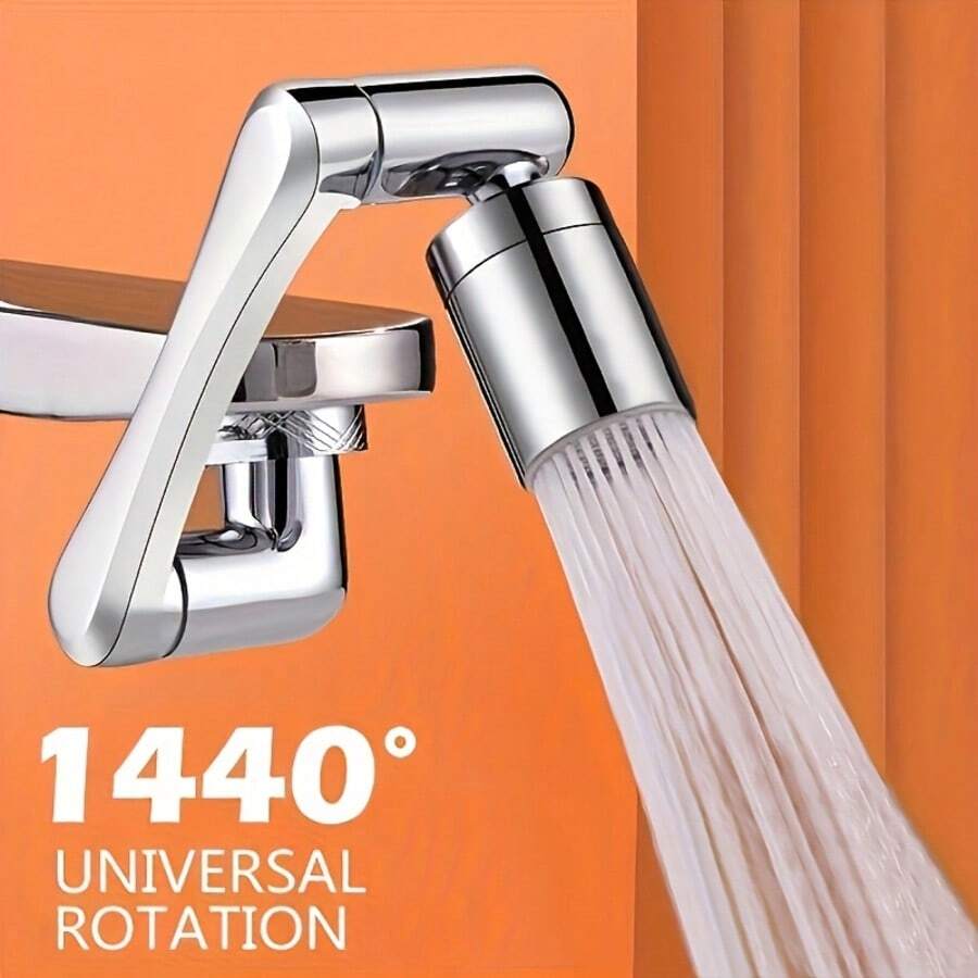 1pc 1440° Copper Alloy Universal Rotating Faucet Aerator, Faucet Extension, Aerator Spout, Kitchen Faucet, Bathroom Sink Faucet Extender, Sink Extension Accessory