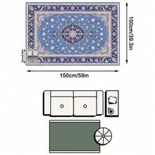 1PC Light Blue Navy Pink Floral Medallion Pattern Traditional Persian Carpet, French Vintage Elegant Style Faux Cashmere Rectangular Area Rug With Multi-Layered Serrated Center Medallion And All-Over Scattered Floral Details, Machine Washable, Suitable For Living Room Bedroom, All-Season Home Decor - Multicolor - View 12