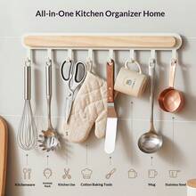 1 buah Pengait Rel Geser Dapur, Rak Rel Geser Tanpa Pengeboran, Batang Gantung Kamar Tidur, Rak Penyimpanan Belakang Pintu Kabinet - Warna Kayu - View 7