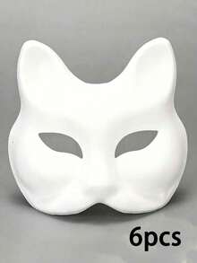1/3/6 Pcs Therian Mask DIY Blank White Cat Fox Animal Half Face Mask Halloween Masquerade Cosplay Party Mask - DIY Mask - View 13