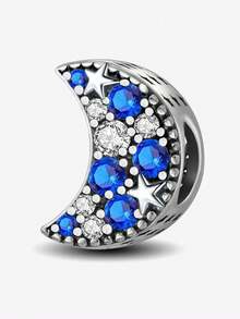 1pc Moon & Star Beaded Charm, Suitable For Women's Bracelet, Bangle DIY Jewelry Making And Daily Accessory Decoration - Silver - View 14