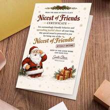 1pc Christmas Greeting Card, Santa With Gifts "Nicest Of Friends", Suitable For Best Friends, Winter Holiday Classic Style Card. - Multiple Styles - View 2