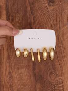 6/18pcs Gold Fashion Women's High-End Earrings Set - Gold - View 4