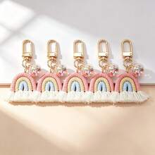1pc/3pcs Women's Creative Woven Bohemian Style Pendant Keychain Rainbow Tassel Ball Accessory Bag Charm - Multicolor - View 9