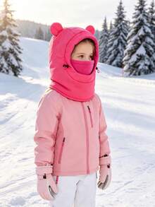 Children's Pullover Hat, Outdoor Skiing Ear & Neck Warmer, Cute Ear Design, All-In-One Hat, Autumn/Winter, Unisex - Multicolor - View 2