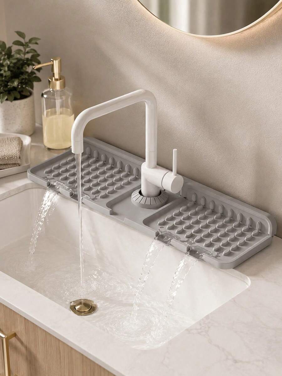 Silicone Faucet Splash Guard, Foldable And Trimmable Waterproof Mat, Multi-Function Kitchen Sink Splash Guard