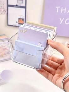Transparent Acrylic Pen Holder - Transparent Desktop Memo Rack, Office Stationery Storage Box, Desktop Accessory Storage Box, Compact & Minimalist, Compartment Storage Box - Multicolor - View 2