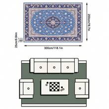 1PC Light Blue Navy Pink Floral Medallion Pattern Traditional Persian Carpet, French Vintage Elegant Style Faux Cashmere Rectangular Area Rug With Multi-Layered Serrated Center Medallion And All-Over Scattered Floral Details, Machine Washable, Suitable For Living Room Bedroom, All-Season Home Decor - Multicolor - View 14