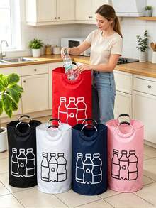 Large Capacity Collapsible Recycling Bin/Trash Can/Laundry Basket (Includes Laundry Bag) - Cylindrical Opening Multi-Functional Basket, Suitable For Home, Apartment, Garage, Office, Kitchen, Storage Room And Laundry Room Collection Use - Multicolor - View 6