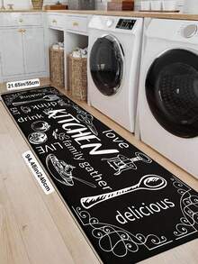 SANJIANGDI 1pc Retro English Sign Design Pattern Kitchen Mat, 0.6mm Crystal Velvet Soft And Machine Washable.Suitable For Kitchen,Corridors, Bathrooms, Living Rooms, Outdoor Door Mats, And Toilets. Useable Throughout The Year And For Various Holidays. - Multicolor - View 14