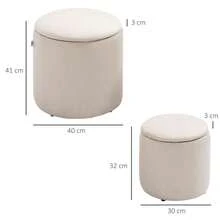 Linen-Look 92 X 31cm Storage Ottoman - Dark Brown On-Site - Cream + Plywood - View 3