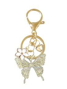 Full Rhinestone Butterfly And Flower Shaped Keychain, Fashion Pendant, Home Decor, Car Decor, Earphone Charm, Bag Accessory, Perfect Gift For Family And Friends, Valentine's Day Gift, Birthday Gift, Party Gift, Anniversary Gift, Mother's Day Gift - Multicolor - View 13