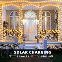 Clear Solar LED Flexible Tube String Lights IPX4 Waterproof 8 Modes Light Sensor Warm White/White/Multicolor Outdoor Decor Lights For Garden Tree Party Christmas Halloween - Multicolor - View 8