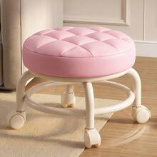 1pc Comfortable Padded Swivel Caster Mobile Stool, Home, Household, Decorative, Office, Footrest, Push And Pull - Multicolor - View 13