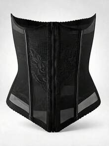 Spring/Summer Thin Women's Waist Cincher, Mesh Waist Belt, Zipper Shaping Bodysuit, Suitable For Fitness And Daily Wear - Black - View 4