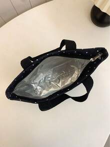 學生便攜保溫便當袋 加厚可愛水果款 波點印花圖案 - 黑色 - 查看 8