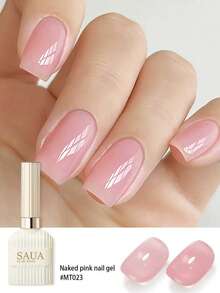 SAUA 15ml Nude Pink Gel Polish, Nude Nail Art Gel, LED Semi-Permanent Removable Nail Lacquer, All Season Versatile Style - Multicolor - View 8