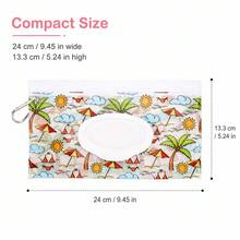 1pc Animal & Plant Cartoon Pattern Wet Wipe Storage Bag, Portable Hanging Dispenser Bag With Dust-Proof Sealed Carabiner Design, Can Be Hung On Stroller, Suitable For Home And Outdoor Use - Multicolor - View 2