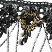 4pcs Halloween Dark Gothic Hooded Tulle Shawl Set, Vintage Lace Choker, Earrings, Party Accessories - Black - View 7