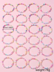 12Pcs Kids Glow‑In‑The‑Dark Letter Beaded Bracelet Set, Random Color, Meaningful Colorful Letter Jewelry, Perfect Birthday Gift For Children Girls - Multicolor - View 5