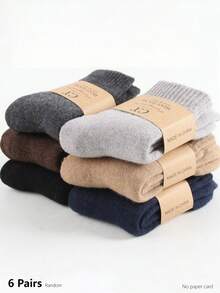 6/3 Pairs Thickened Winter Men's Socks, Thickened Terry Warm Socks, Thickened Wool Socks, Mixed Colors Random Style Assortment, (1 Pair/3 Pairs/6 Pairs) - Multicolor - View 6