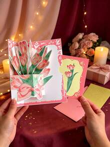 Custom 3D Bouquet Greeting Card - Unique Floral Decorative Design, Handwritten Message Feature, Made Of Premium Paper, Suitable For Parents, Friends, Grandparents - Unique Creative Birthday Gift - Single Piece - View 7