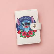 Mesuca Cute Snap‑Button Stitch Cartoon Wallet, Soft PU Leather Adorable Alien Character Fruit Floral Print Multi‑Color Mini Rectangular - Multicolor - View 9