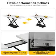 Extendable Dining Table 120-160 X 80 X 75 Cm, Telescopic Kitchen Table With Crossed Metal Legs, Space-Saving Table For Kitchen & Living Room, White & Black - White & Black - View 5
