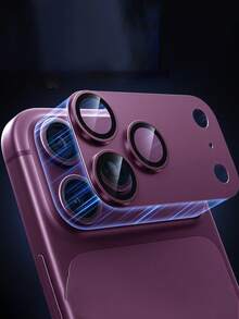 1pc Burgundy Full Coverage Anti-Scratch Anti-Fingerprint 9H Explosion-Proof Lens Protector, Aluminum Alloy Metal Frame + Tempered Glass Integrated Protective Armor, Phone Camera Accessory, Compatible With IPhone 18 Pro Max 18 Pro, Fits Phone Case, Fashion Gift For Men And Women, Essential For New Phone - Burgundy - View 4
