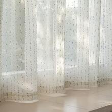 COSENNATUR 1pc Bohemian Macaron Color Velvet Flocked Jacquard Semi-Sheer Curtain, Faux Linen Texture, Polyester Material, Rod Pocket Top, Natural Light Filtering, Lightweight And Easy Care, Machine Washable, Suitable For Bedroom, Living Room, Dorm, Guesthouse, Office Decoration - Yellow-green - View 8